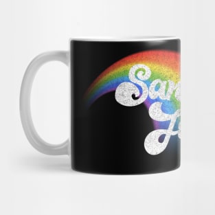 San Jose // Faded Retro Rainbow Typography Design Mug